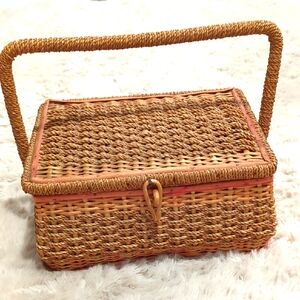 Very Old Wicker Style Sewing Basket